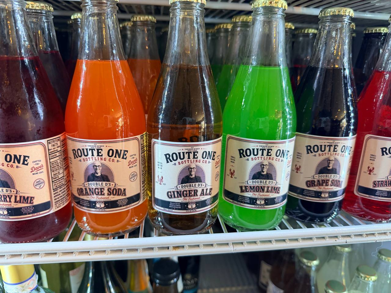 Double D’s craft soda bottles in the cafe cooler