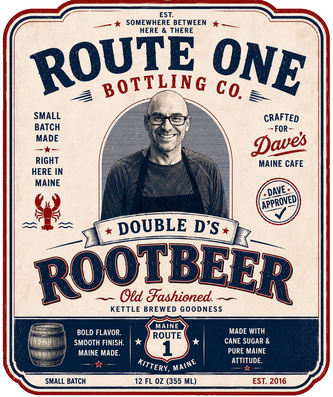 Route One Bottling Co. — Double D's Root Beer label